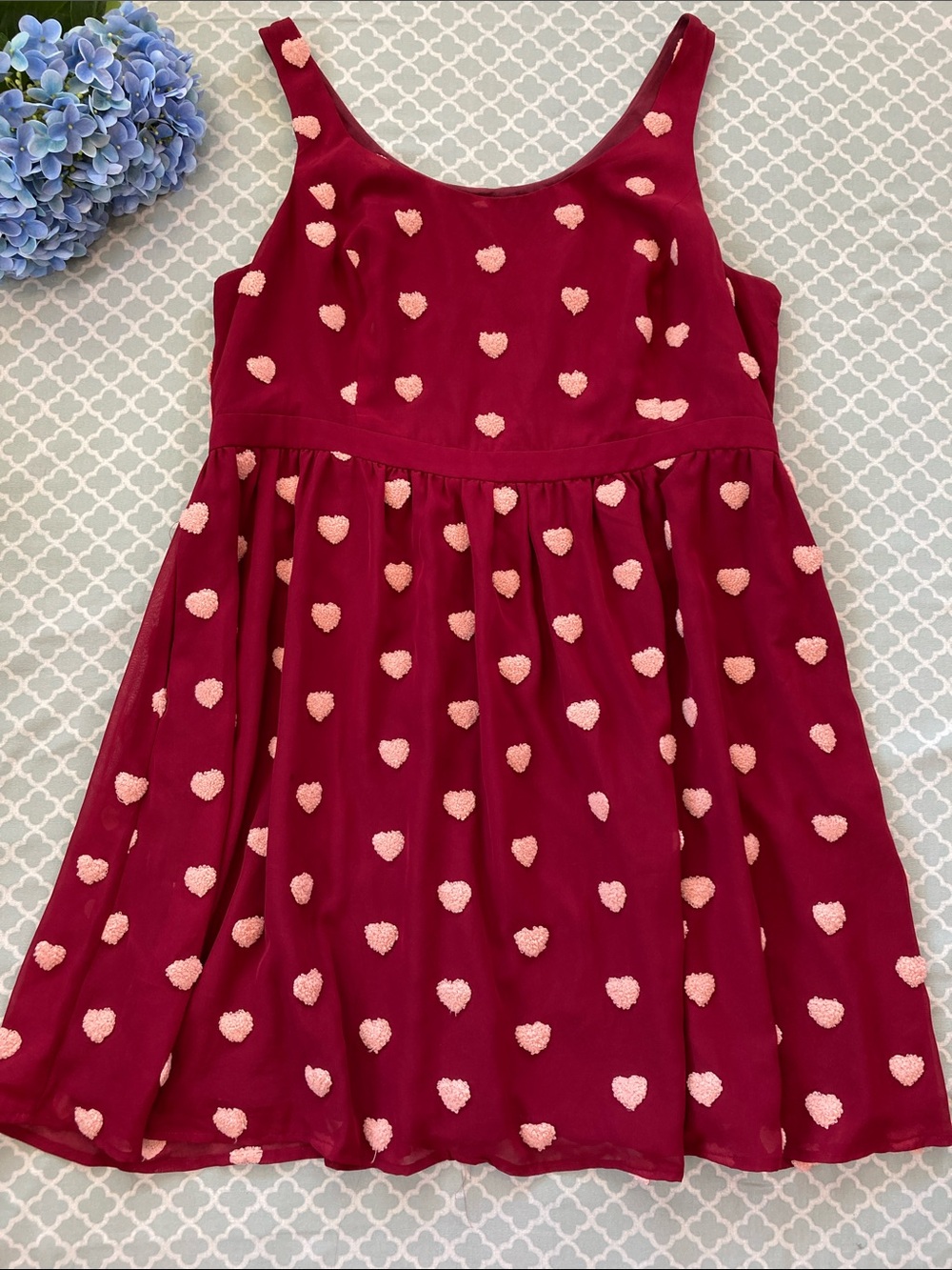 ModCloth Burgundy Punch Needle Heart Dress 2X